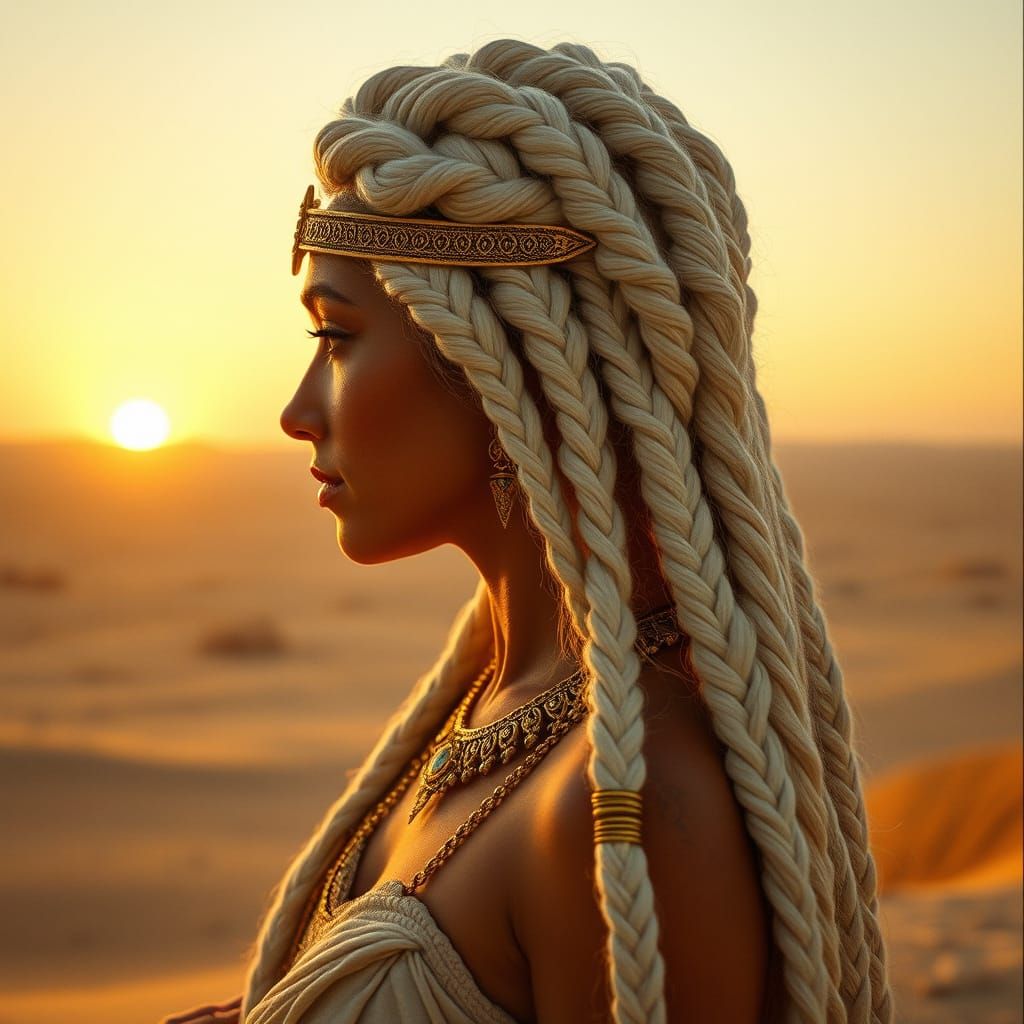 Egyptian Queen in Baroque Style at Sunset