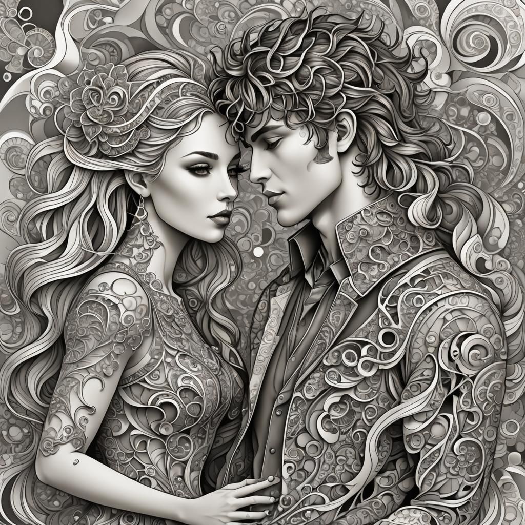 Girl in Love with Rock Star: Abstract Vector Art