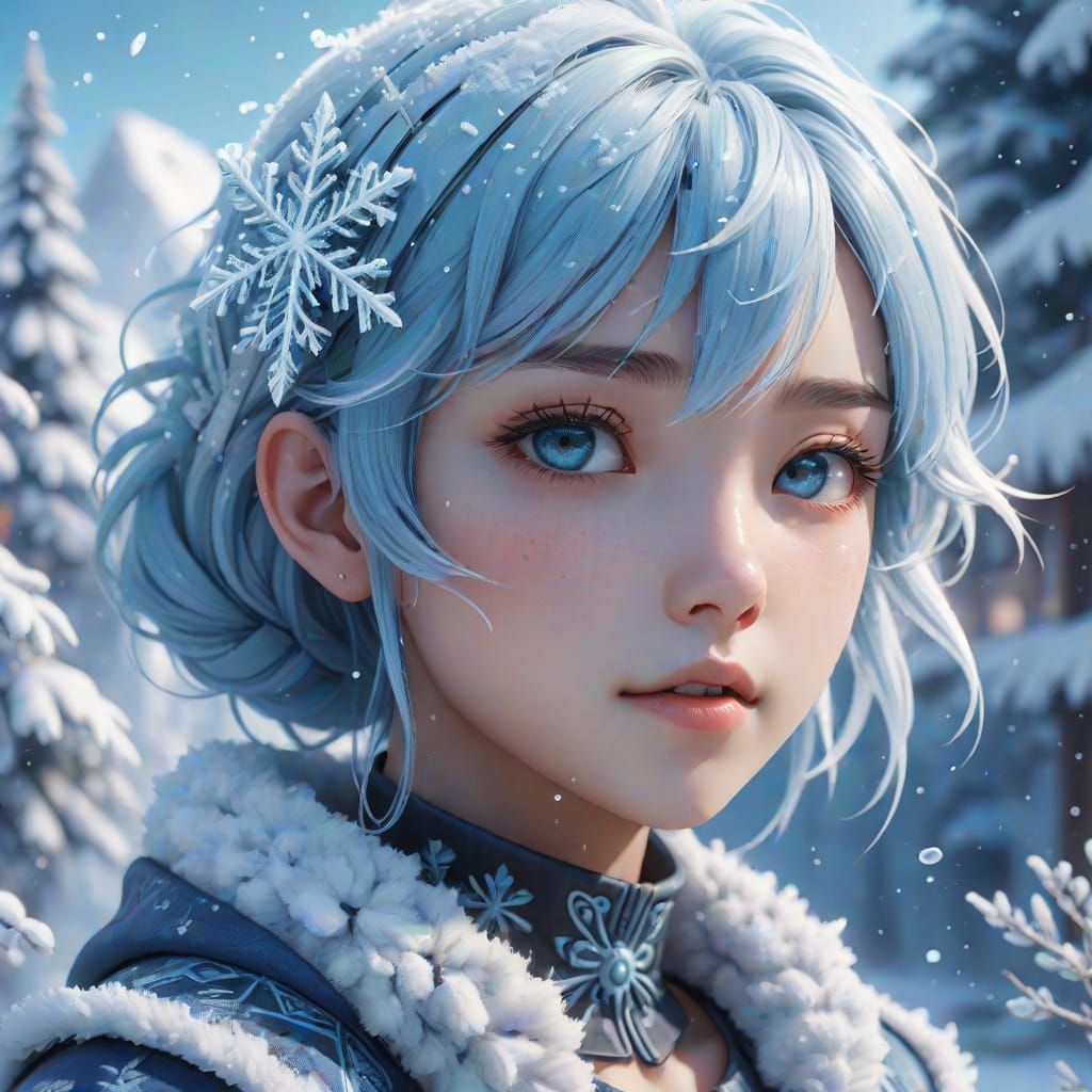 Frozen Anime Goddess in Winter Wonderland