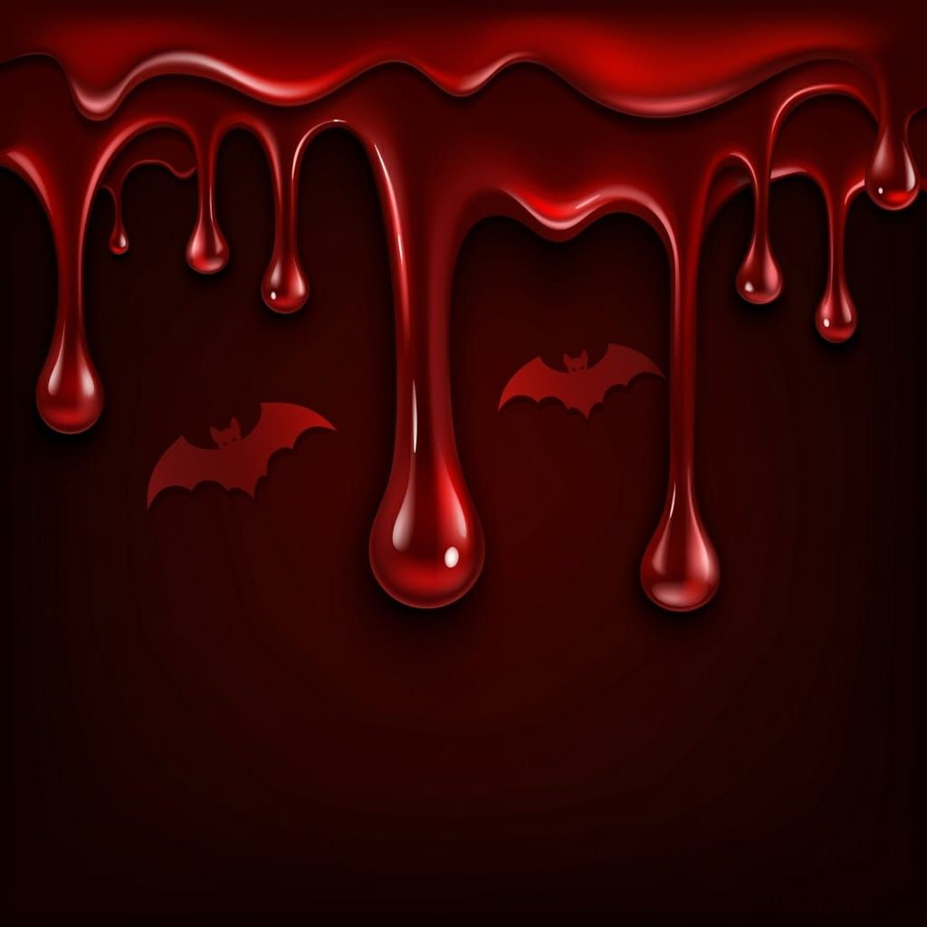 Gothic Crimson Blood Drops with Bat Silhouettes
