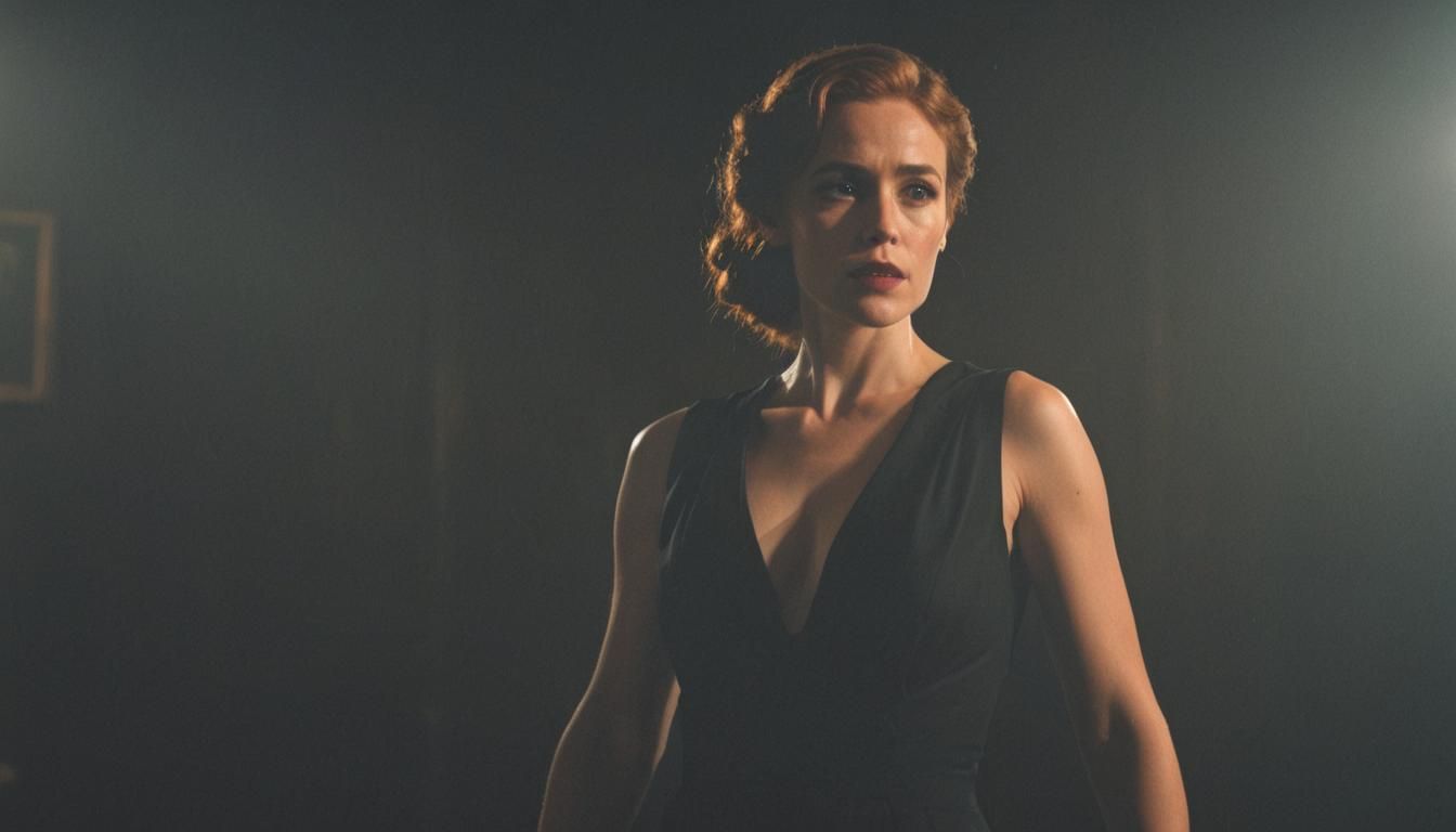 Film Noir Portrait of Irish Lady in Black Dress