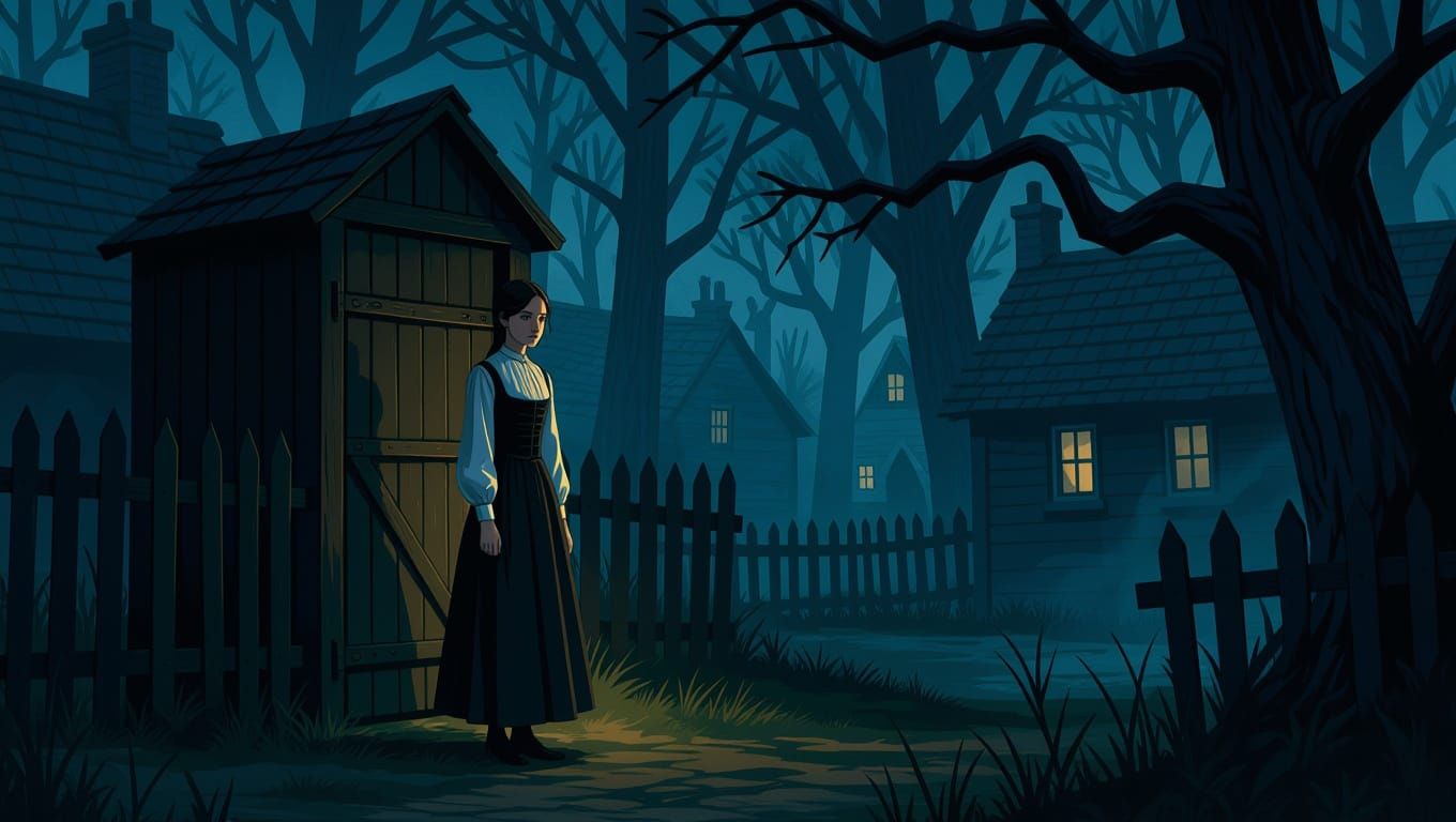 Victorian Girl in Ominous Setting, Digital Art