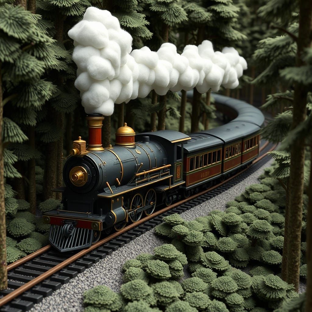 Realistic Steam Train Chugs Through Ancient Forest Landscape