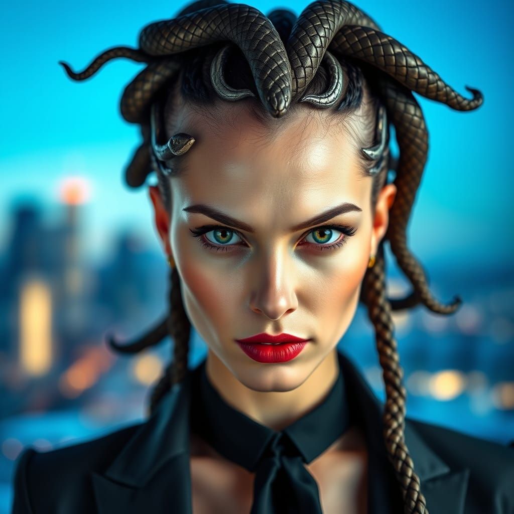 Modern Medusa Portrait in Corporate Attire