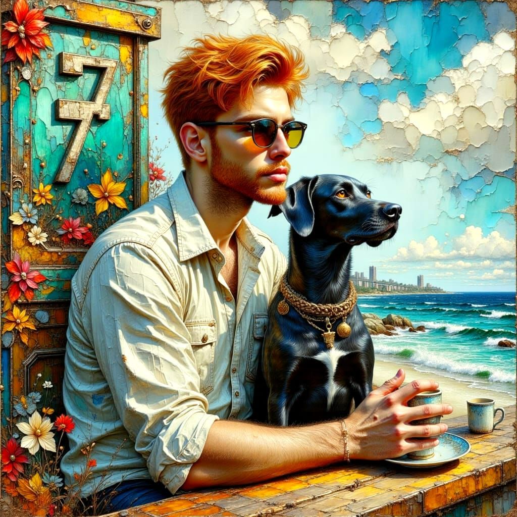 Coffee Date at the Beach: Watercolor Illustration