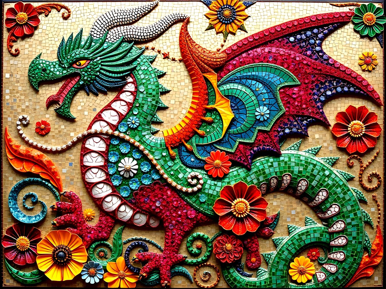 Mosaic of a wyvern