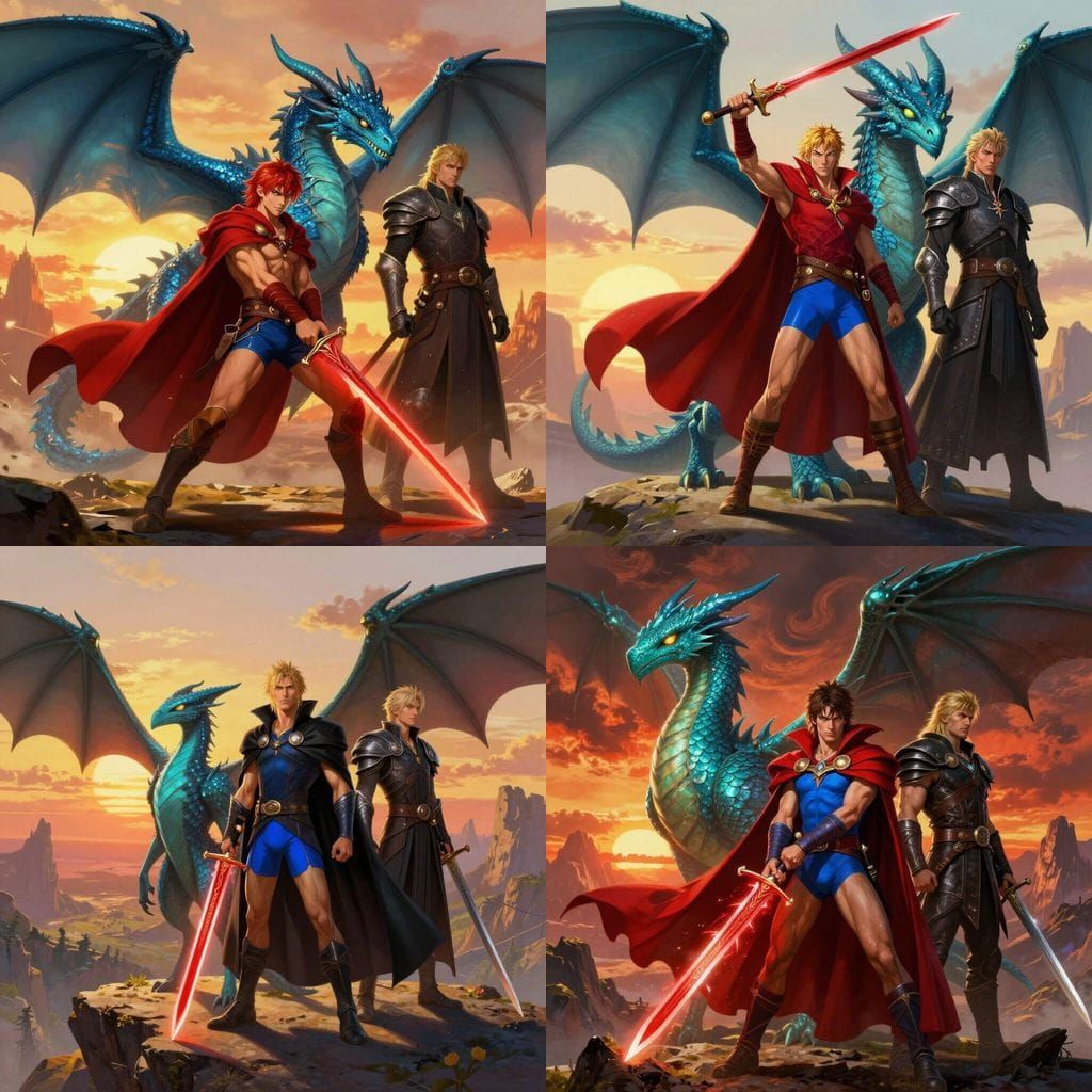 Eragon with Saphira and Murtagh