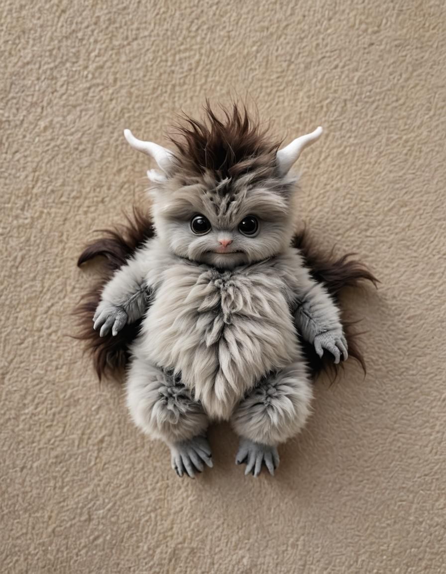 Adorable Fluffy Baby Monster Showing Toe Beans