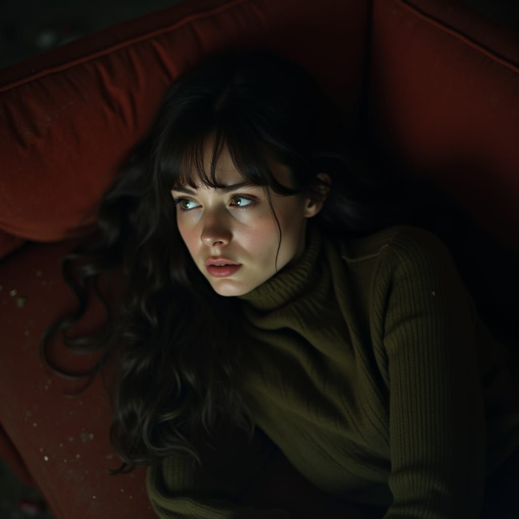 Young Woman in Mysterious, Cinematic Scene