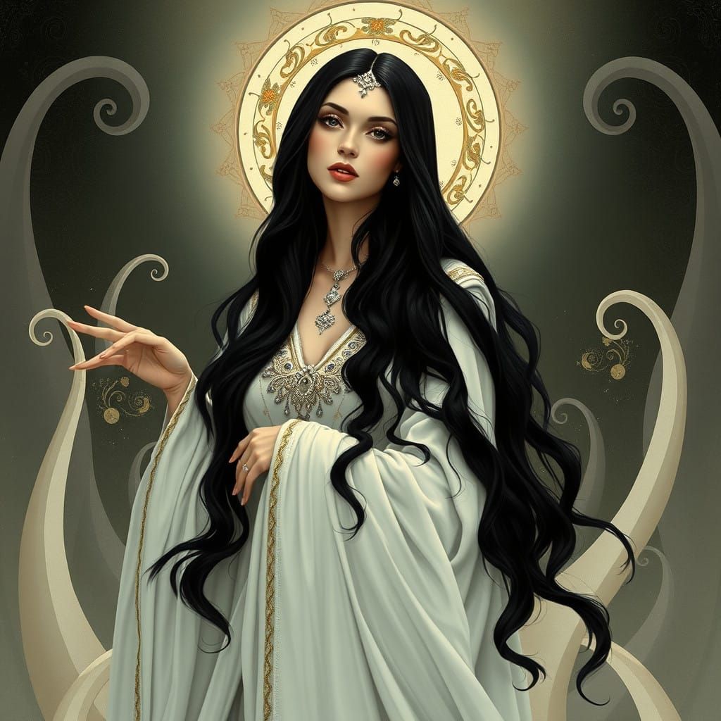 Ethereal Art Nouveau Portrait of a Mystical Bene Gesserit