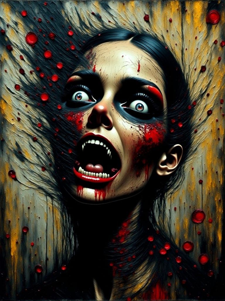 Dark Demon Woman Emerging from Mosaic