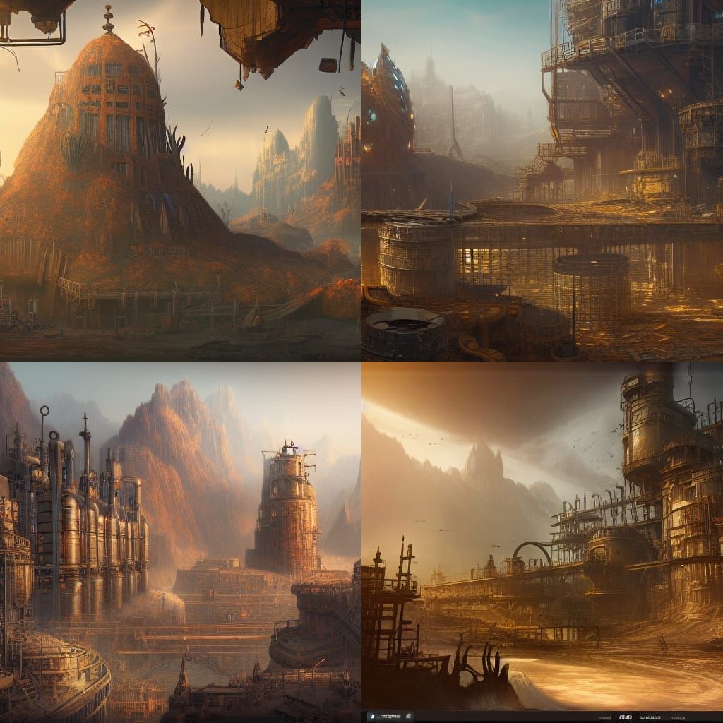 Detailed Matte Painting of Factory Worker