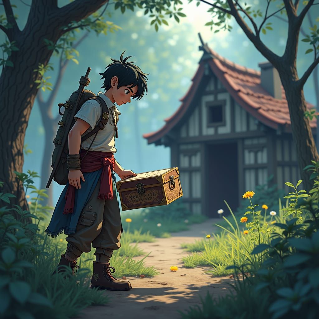 Traveler's Forest Discovery: 3D Anime Art in WLOP Style