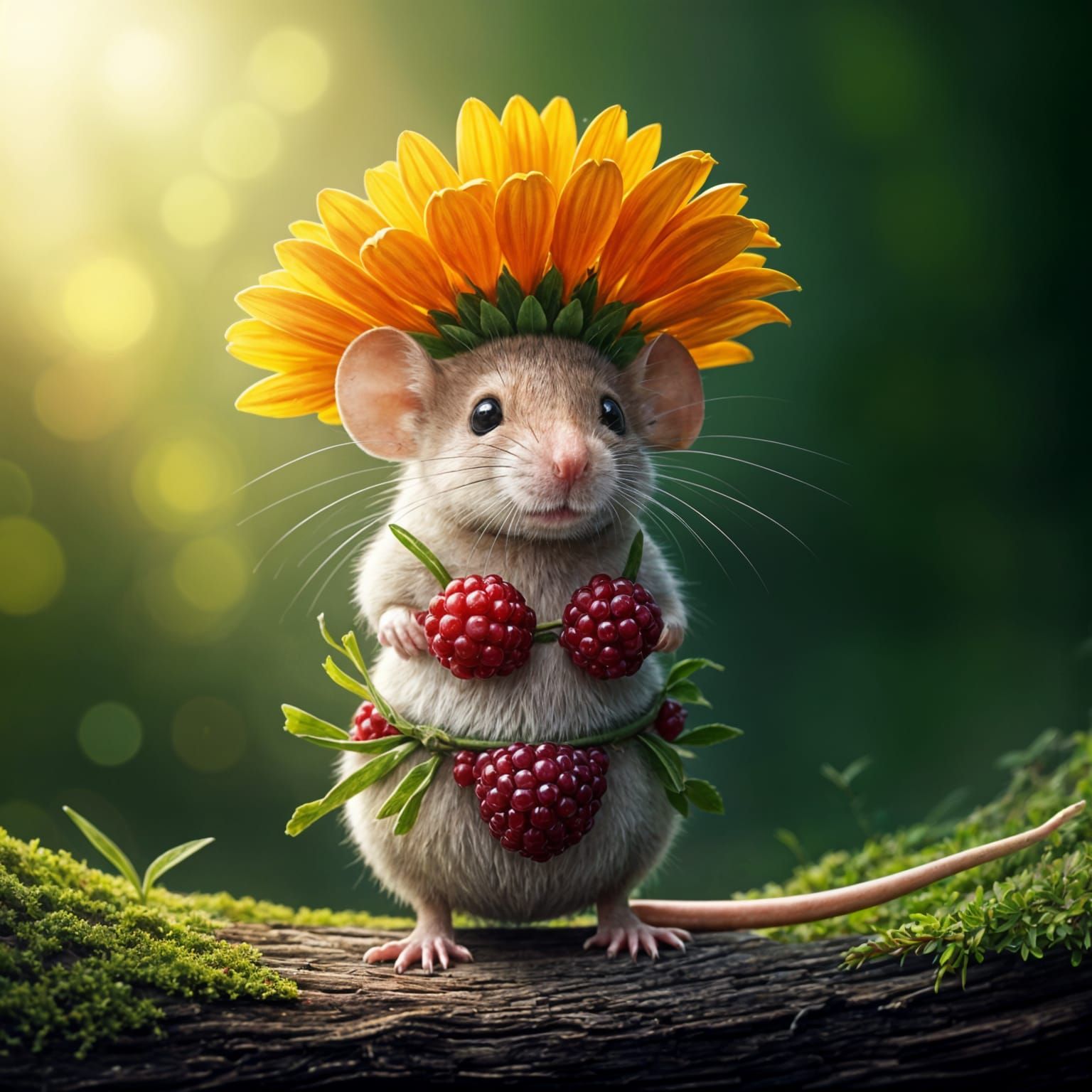 Mouse in Berry Bikini and Flower Hat