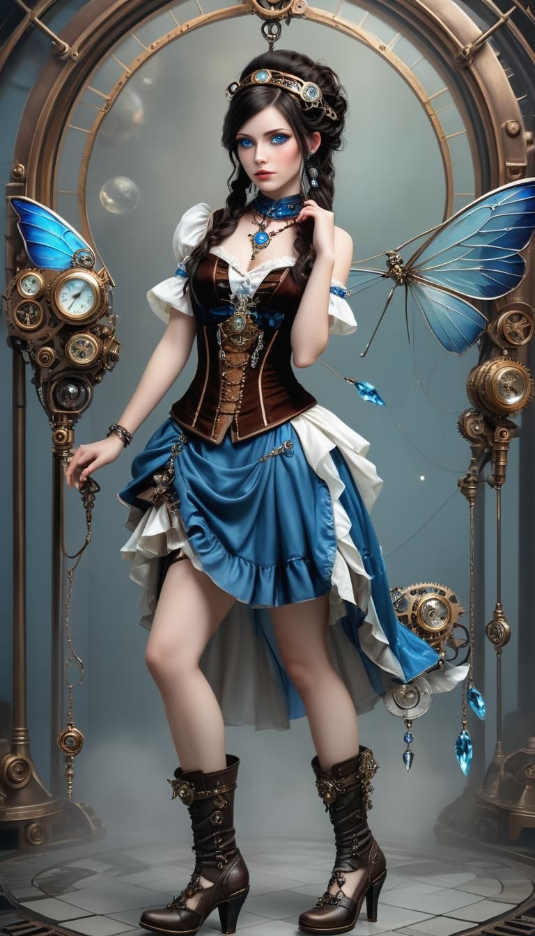 Steampunk Fairy Portrait with Diamond Necklace