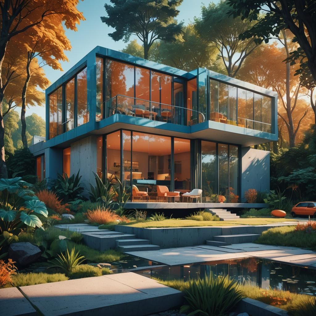 Modern Villa in Prague as Matte Painting