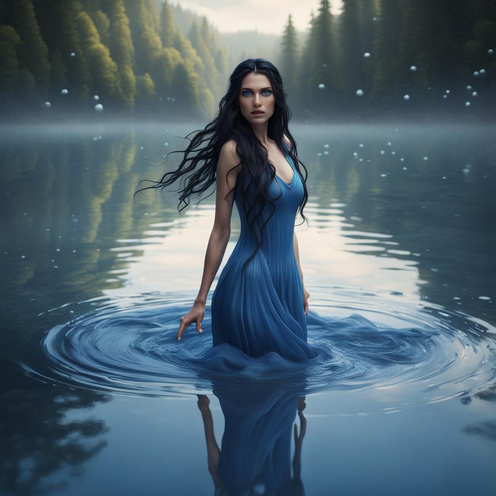 Naiad in Lake: Detailed Matte Painting