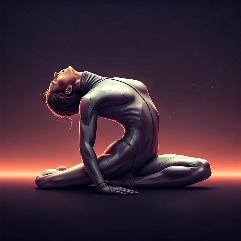 Flexible Athlete in Neon-Lit Contortion