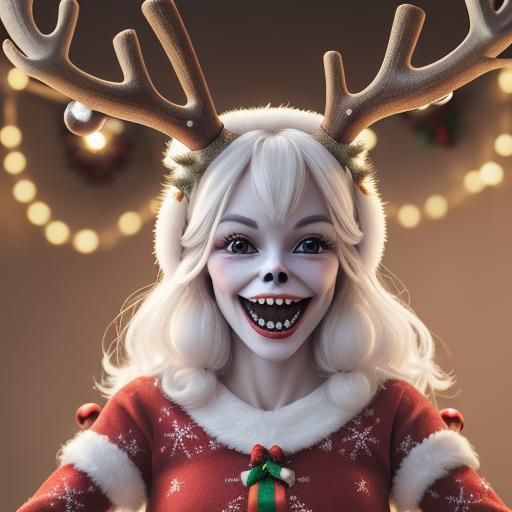 Festive Reindeer Skeleton Embroidery with Baubles