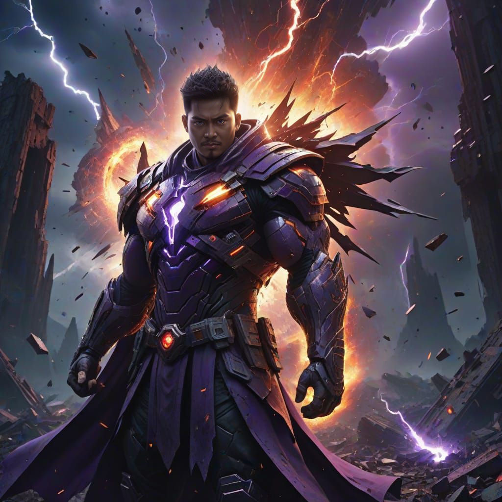 Cosmic Hero Unleashes Destructive Energy