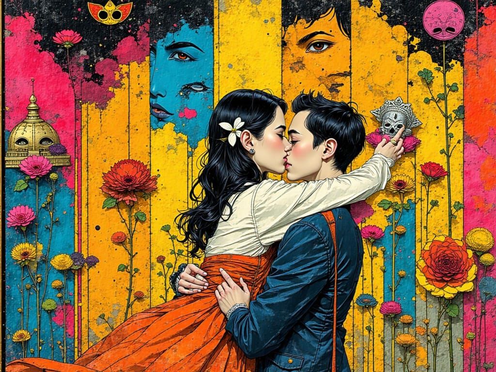 Embracing Love in Pop Art Style
