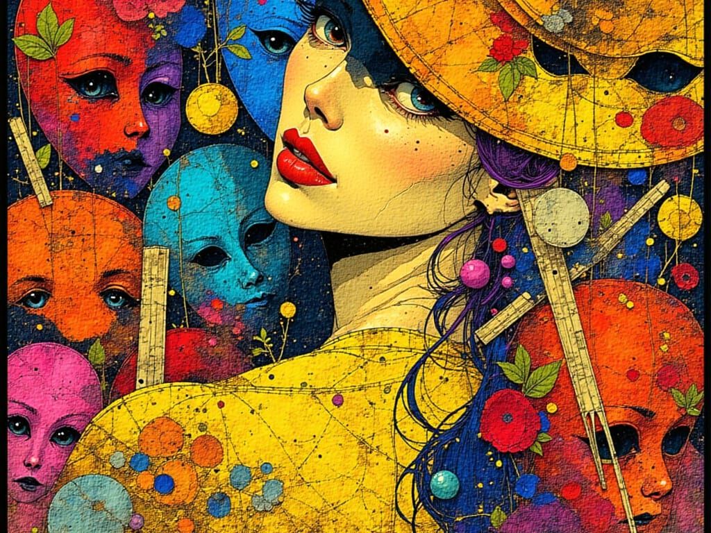 Vibrant Theatre Scene in Pop Surrealist Style