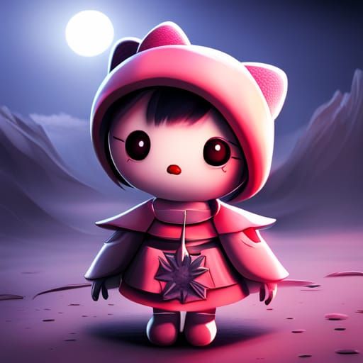Horror Anime Hello Kitty Digital Art