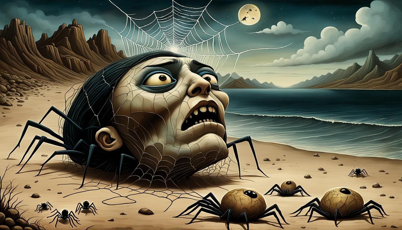 Pagan's Grief: Spiderweb Eyes in Surreal Style