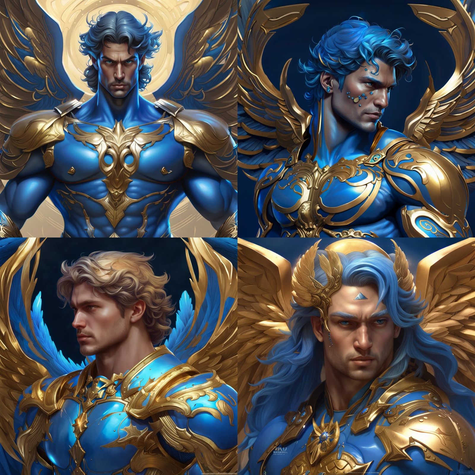 Angelic Zodiac Warrior in Blue and Gold Armor