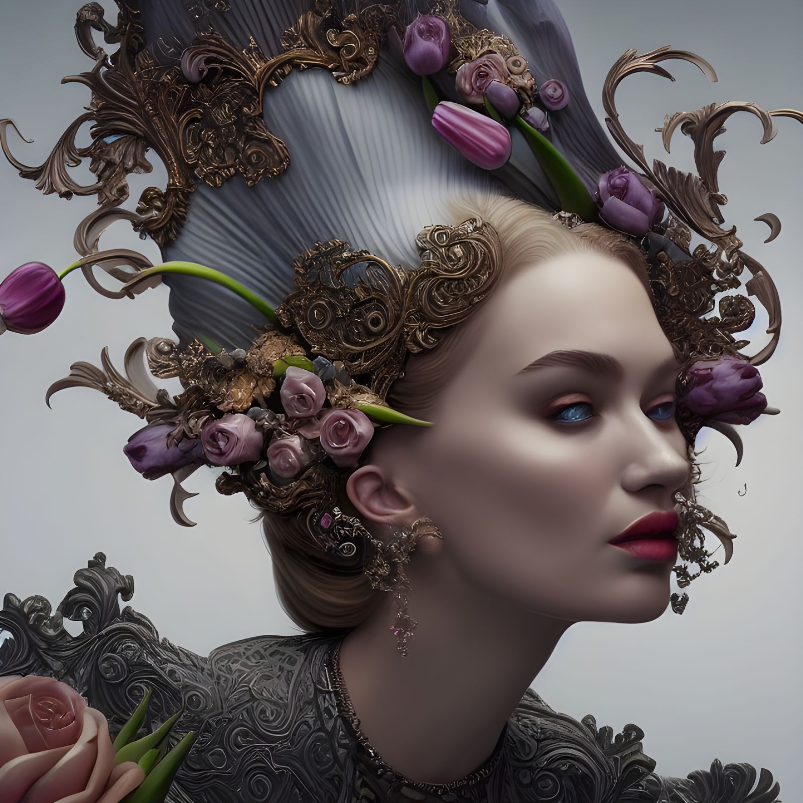 Hyperrealistic Tulip Mania in Ornate Detail