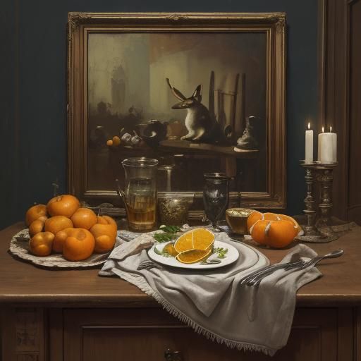 Expressionist Still Life: Menacing Rabbit in Oil Painting