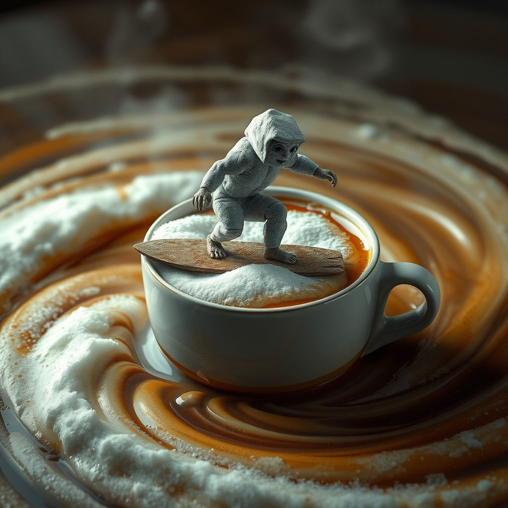 Sugar Stone Surfer on Coffee Foam: Matte Painting