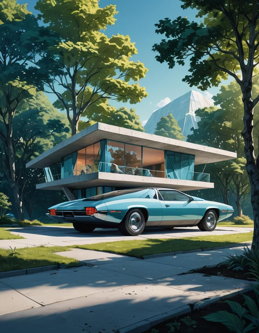 Sleek Futuristic Bungalow Unveiled Under Clear Blue Summer S...