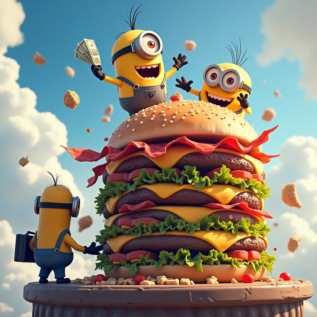 Ishowspeed and MrBeast on Minions Tower as Matte Painting