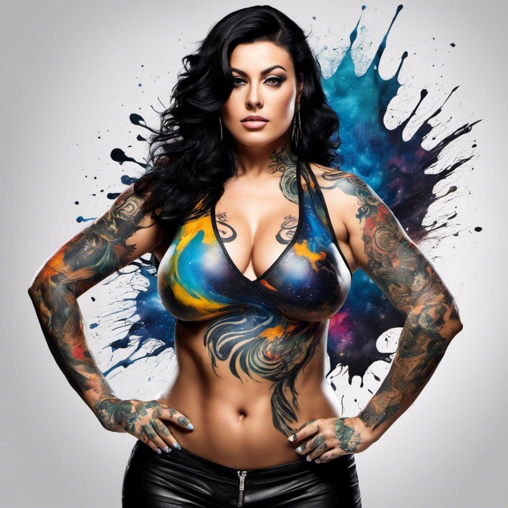 Tattooed Woman in Star Trek Uniform, Modern Splash Art