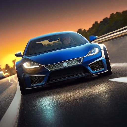 Sunset Car Chase: Automotive Photography Masterpiece