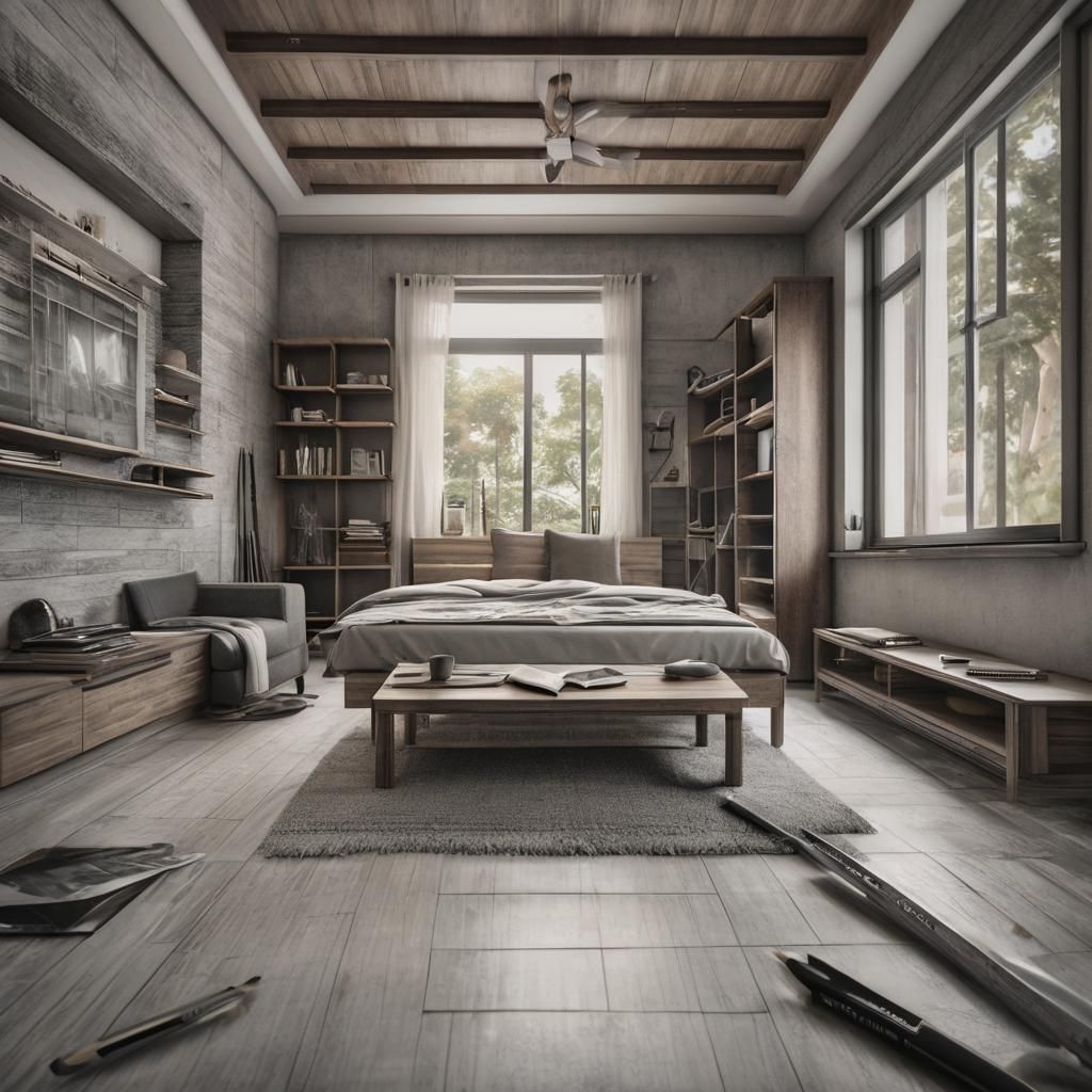 House Interior Pencil Layout Design