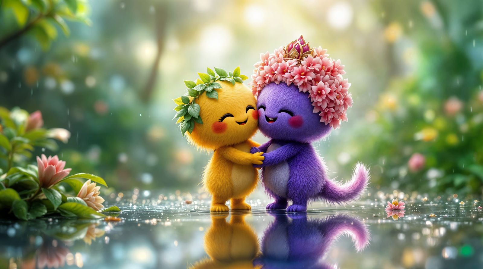 Whimsical Forest Embrace in a Misty Morning