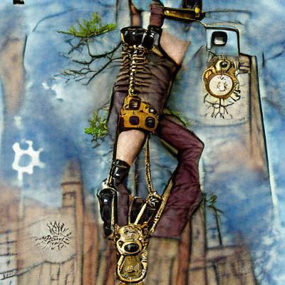 Steampunk Hanged Man in Clockwork Time