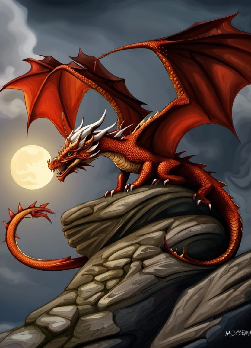 🌕 "Red Dragon by Moonshine: A Mystical Encounter on the Roc...