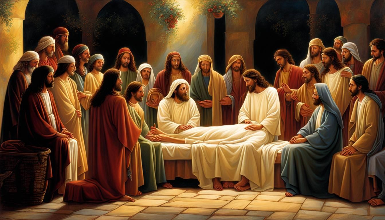 Compassionate Jesus Healing the Sick in Renaissance Style