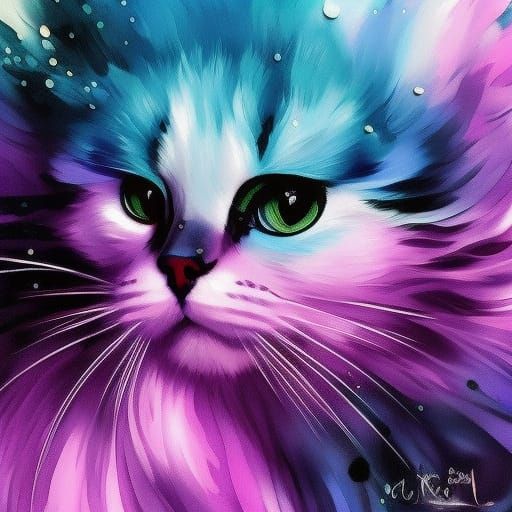 Majestic Ink Cat in Ink Art Style