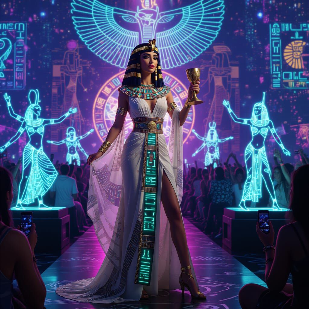 Cleopatra at a Futuristic Rave, Splash Art