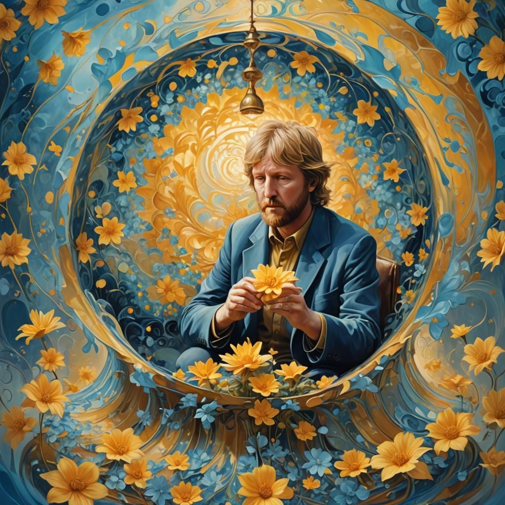 Harry Nilsson in Surreal Abstract Floral Art