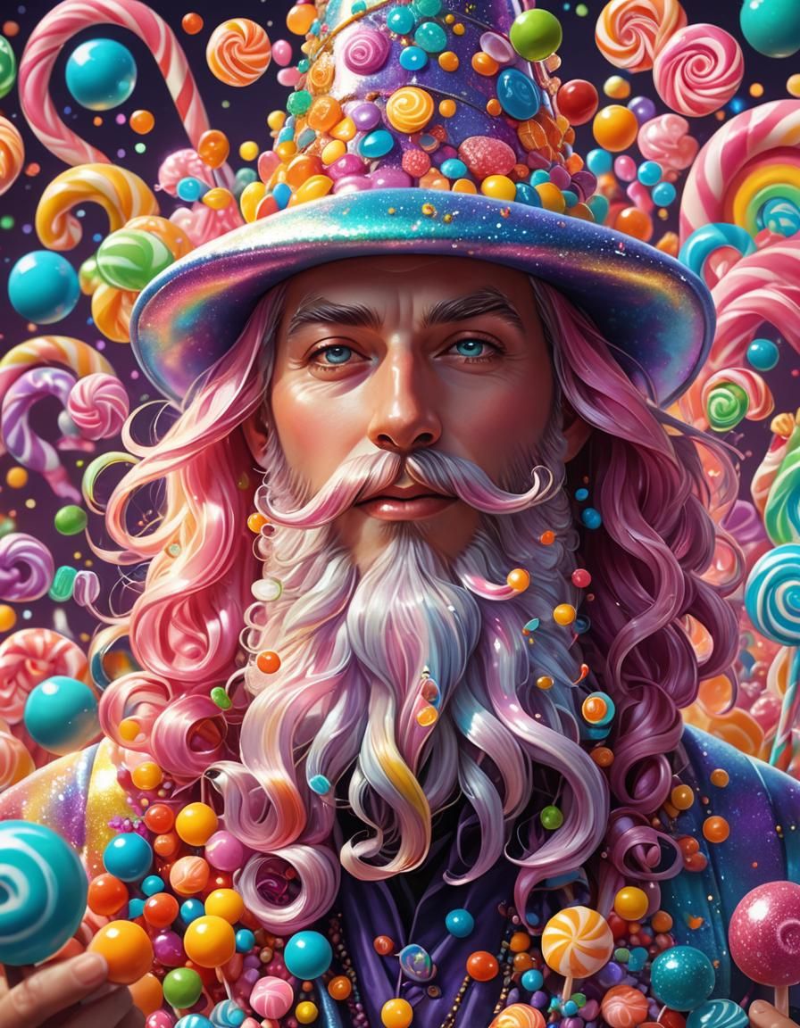 Candy Wizard Portrait in Postmodern Candy Art Style