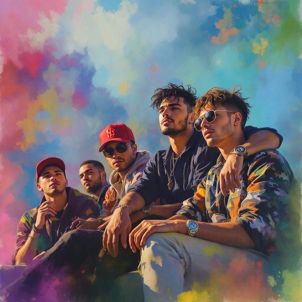 Cartel Members Relaxing as Gouache Impressionist Painting