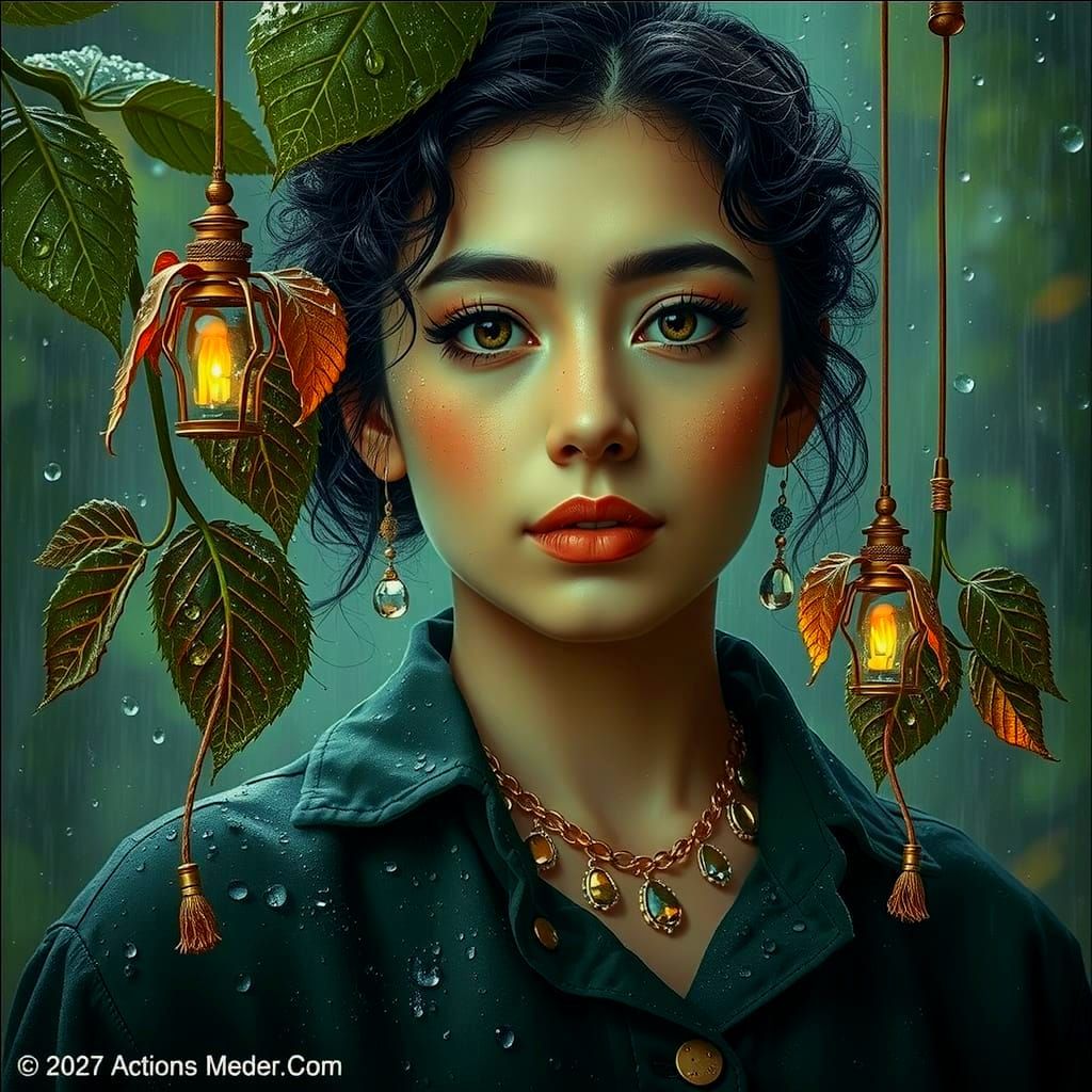 Glamorous Furtive Scene in Green Hues