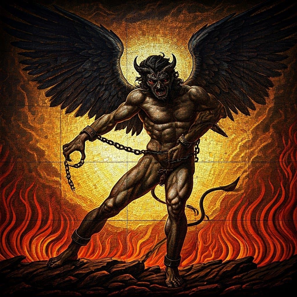 Epic Byzantine Devil in Hell Mosaic