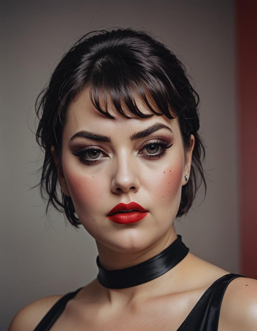 Cinematic Portrait of a Young Woman with Bold Makeup
