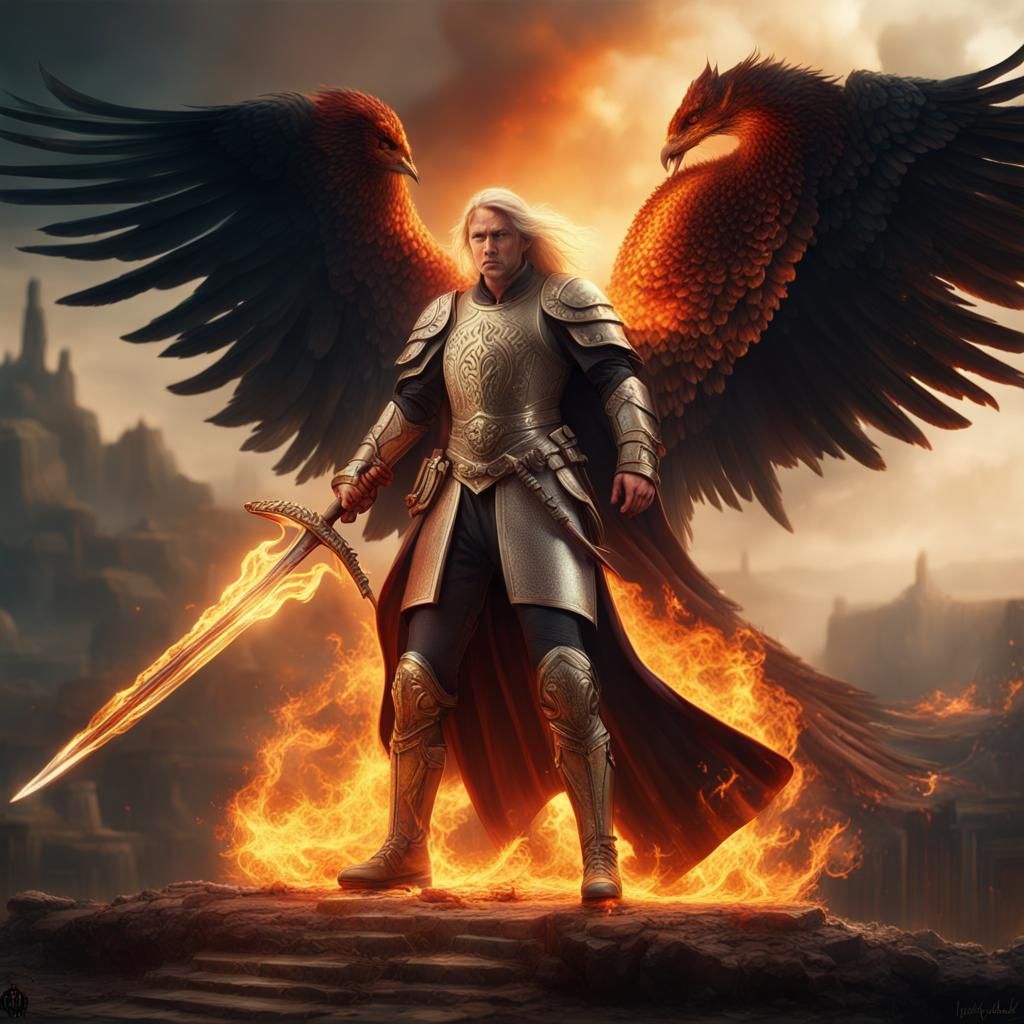 Uriel with Flaming Sword: Epic Digital Art